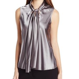 Nine West Charmeuse Tie Neck Blouse, NWT